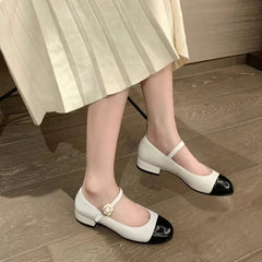 Lunivop Women Mary Jane Shoes New Fashion Shallow Flower Buckle Ladies Soft Sole Casual Shoes Elegant Low Heel Leather Shoes Flats