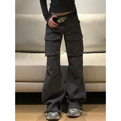 Lunivop Black Women's Jeans High Waist Hip Hop Straight Fashion Pants Streetwear Harajuku Y2K Star Female Wide Leg Denim Trouser