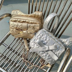 Lunivop Harajuku Silver Y2k Backpacks Women Fairy Core Bow Star Chic Mini Backpack Schoolbag Girls 2025 New Mochila Aesthetic