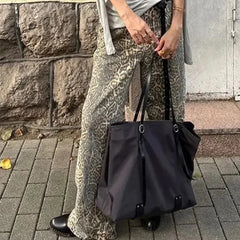 Lunivop Leopard Jeans Women Y2k American Wide Leg Pants High Waisted Korean Style Retro Baggy Jeans Loose Oversized Straight Trousers