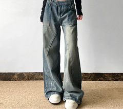 Lunivop Baggy y2k Distressed Jeans 90s Streetwear Low Rise Vintage Loose Denim Pants Patchwork Mom Jeans Autumn Harajuku Clothing