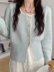 Lunivop Sweet Chic Soft Cardigan Women Long Sleeve Fashion O Neck Knitted Jacket Fall Korean Casual Female Elegant Buttons Tops Cute New