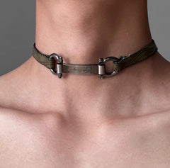 Lunivop Horseshoe Buckle Leather Metal Collar Choker Necklace for Women Men Y2k Hot Girl Retro Cool Punk Gothic Necklace