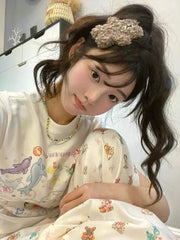 Lunivop Sweet T Shirts Women Cartoon Printed Graffiti Short Sleeve Slim Stretch Summer Fashion Tops Female Casual Y2k Tshirt