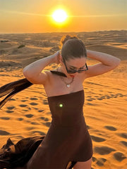 Lunivop Summer Female With Ribbon Long Dress Elegant Mesh Backless Patchwork Slim Fashion Party Dress Gown Women's Bodycon Dress