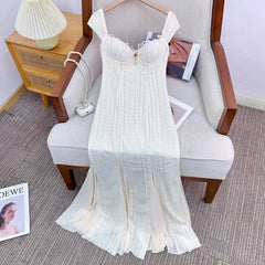 Lunivop Fashion Embroidered Flares Dress Women's Sleeveless Waist Retraction Slim Dresses 2025 Summer New Tide