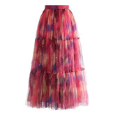 Lunivop Fashion Gradient Color Sequin Skirt Women's Large Swing Mesh Fluffy Skirts 2025 Summer New Tide