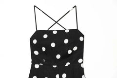 Lunivop Retro Polka Dot Backless Halter Neck Women Dress Chic Sleeveless High Waist Lace Up Maxi Dresses Lady Holiday Street Wears
