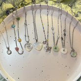 Lunivop Spring Colorful Flowers Love Pendant Necklace Stainless Steel Beaded Chain Necklace Gift Jewelry New Fashion Wedding Gift