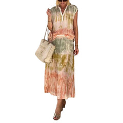 Lunivop Casual Printed Shirt Skirt Sets Women V-Neck Short Top High Waist Skirts Female Suits Summer Lady Beach Outfit