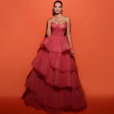 Lunivop Charm A-Line Pleated Prom Dresses Sweetheart Tiered Tulle Party Dress Sleeveless Formal Occasion Gowns Evening Dresses for Women