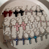 Lunivop New Korean Fashion Vintage Cross Crystal Drop Earrings For Women Goth Charms Cute Punk Grunge Y2K EMO 2000s Jewelry Accessories