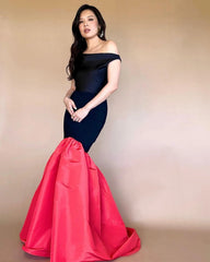 Lunivop Modern Black & Red Mermaid Prom Party Dresses Sleeveless Satin Long Cocktail Dress Formal Event Night Gowns Evening Patchwork