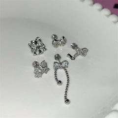 Lunivop Advanced Silver Color Bowknot 316L Stainless Steel Ear Bone Nail New Fashion Delicate Zircon Earrings for Women Y2K Punk Jewelry