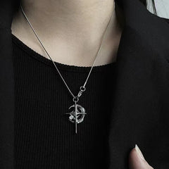 Lunivop Y2K Silver Color Love Heart Pendant Necklace For Women Simple Metal Long Round Bead Sweater Chain Necklace Aesthetic Jewelry