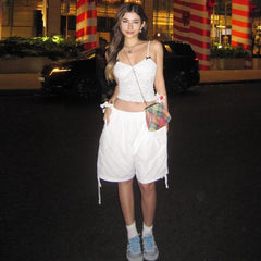 Lunivop Lace Spaghetti Strap V Neck Bodycon Sexy Streetwear Camis Tops Summer Party Club Casual Women Clothing