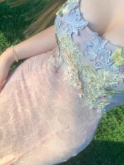 Lunivop Fashion Floral Embroidery Lace Long Dresses Women Elegant Sexy Slim Fit Mesh Sling Robes New Vacation Beach Party Dress