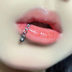 Lunivop Chain Lip Ring One Nail Dual Use Ins Men Women Titanium Steel Round Ball Pointed Conical Punk Labret Nail Piercing Wholesale
