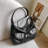 Lunivop Vintage Casual Shoulder Bags Purse Women Retro Pu Leather Pocket Chic Black Messenger Bag Female Moto Biker Y2k Handbag