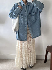 Lunivop Sexy See Through Lace Women Skirt White High Waist Print Floral Skirt Female Autumn Loose Casual Y2k Women Clothing