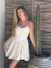 Lunivop Lace Trim Floral Pleated Mini Dress Women Summer Fashion Corset Slim Short Robes Lady Elegant Sexy Club Evening Party Dress 2025