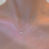 Lunivop New Trendy Simple Bling Zircon Water Drop Pendant Necklace for Women Glossy Copper Chain Sweet Elegant Luxury Party Wedding Gift