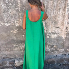 Lunivop Spring Summer New Loose Maxi Dress For Women's Summer Stylish Sleeveless Flower Solid Casual Lady Beach Holiday Long Dresses