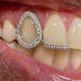 Lunivop 1pc Hollow Bar Zirconia Teeth Grillz, Personalized Hip Hop Style Fashion Nightclub Accessory, Unisex For Halloween