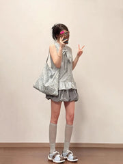 Lunivop Summer New Elegant Striped Halter Sleeveless Shirts Women+ Y2k Fashion High Waist Floral Bud Skirts Two Piece Sets