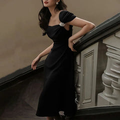 Lunivop Fashion Women Dress Sleeveless Square Collar Solid Color Female Summer Party Dresses New Tide