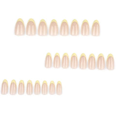 Lunivop 24pcs Yellow French Press on Nails Women Simple Fake Nails with Tools Short Almond Realistic Stick-on Nails Prosthetic Nail Set