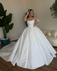 Lunivop Elegant Boat Neck Off Shoulder Beaded Sequin A Line Wedding Dress Backless Illsuion Court Train Tulle Bridal Gown For Women