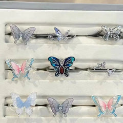 Lunivop Blue Butterfly Drip Oil Enamel Open Ring Women's Party Shining Jewelry The Best Gift for A Girlfriend