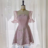 Lunivop Fashion Sequin Casual Dress Women's Slash Neck Short Sleeve Waist Retraction Dresses 2025 Summer New Tide