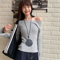 Lunivop Simple Autumn O Neck Long Sleeve Punk Shirts Fashion All Match American Casual Tops Y2k Aesthetic Streetwear Girl Clothing