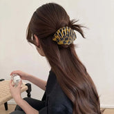 Lunivop Vintage Leopard Print Shell Hair Claw For Women Elegant Back Of Head Hair Clip Shark Clip Vacation Hair Accessories