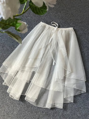 Lunivop Sweet Lolita Asymmetrical Sheer Mesh Cover Up Curtain OP JSK Skirt Women Japanese Kawaii Elegant Double Layered Party Skirts