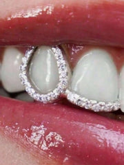 Lunivop 1pc Hollow Bar Zirconia Teeth Grillz, Personalized Hip Hop Style Fashion Nightclub Accessory, Unisex For Halloween