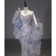 Lunivop Silver banquet fish tail toasting temperament dress