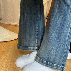 Lunivop Retro Micro Flared Denim Pants Women Spring Fall New Arrival Short Height High Waist StretchyHorseshoe Shape Ins Fashion
