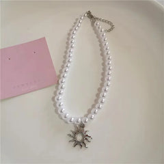 Lunivop Gothic Stainless Steel Spiral Sun Black Cross Pendant Necklace Choker Star Charm Necklace For Men Women Grunge Y2K Neck Jewelry