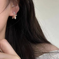 Lunivop Korea Simple Black Star Pentagram Crystal Earrings Hip Hop Y2K Wholesale Jewelry Trends Trending