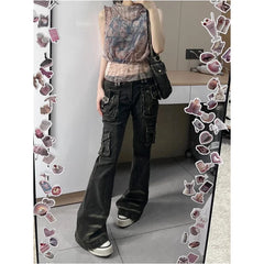 Lunivop Black Womens Jeans High Waist Vintage Straight Autumn Plus Size Y2K Denim Pants Streetwear American Baggy Wide Leg Denim Trouser
