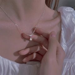 Lunivop New Trendy Simple Bling Zircon Water Drop Pendant Necklace for Women Glossy Copper Chain Sweet Elegant Luxury Party Wedding Gift