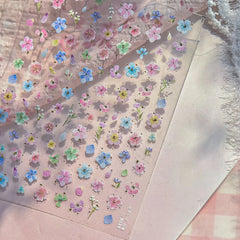 Lunivop Lace Garden Bowknot Bow Tie Rose Flower Petal Pearl Irregular Border Self Adhesive 5D Nail Art Decoration Sticker Manicure Decal
