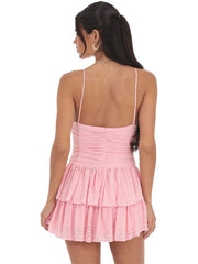 Lunivop V-Neck Ruffled Backless Mini Dress Women High Waist Solid Spaghetti Patchwork Sexy Solid Party Dress Ladies Summer Dress