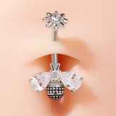 Lunivop Bee Belly Button Ring Stainless Steel Low Allergy CZ Zircon Navel Ring Cute Bee Belly Piercing Jewelry for Women Girls