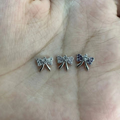 Lunivop 1pc Sparkling Bowknot Lip Stud 1.2G Stainless Steel Labret Piercing Cartilage Ear Bone Accessory Sweet Cool Fashion Body Jewelry