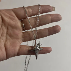 Lunivop Punk Hip Hop Pentagram Pendant Necklace Fashion Star Leather Rope Chain for Women Girls Y2K Style Jewelry Accessory