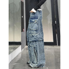 Lunivop Women's Y2k Baggy Cargo Jeans Harajuku Denim Trousers Aesthetic Punk Jean Pants Vintage Japanese 2000s Style Trashy Clothes